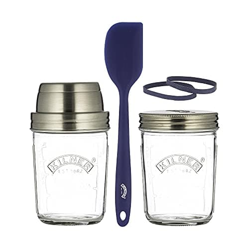 Image of Kilner Sourdough Starter Set with 2 Glass Jars Measuring Lid Spatula and Recipe Booklet Perfect for Homemade Sourdough Bread, Pancakes, Pizza and Naan