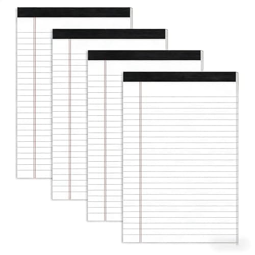 Image of SIMDAO 4 Pack A5 Lined Pad, 50sheets/100Pages Post It Notes, Memo Notepad, 70Gsm Refill Note Pads, Large Capacity A5 College Ruled Writing Pad for Office, School, Business (White)