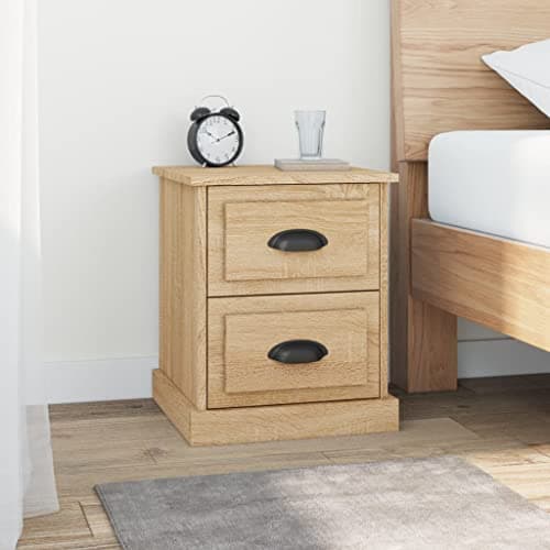 Image of SooIarix Bedside Tables Set of 2 Sonoma Oak 39 x 39 x 47.5 cm, Wood Material with 2 Drawers, Versatile Side Table for Bedroom and Living Room
