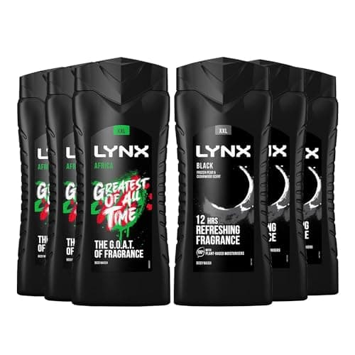 Image of Lynx 12 hours Refreshing Fragrance Body Wash 500ml Bundle, Set Contains 3 Bottle of Lynx Africa Body Wash 500 ml and 3 Bottle of Lynx Black Body Wash 500 ml