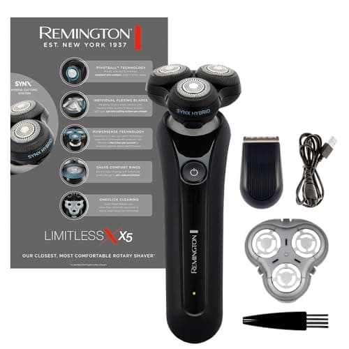 Image of Remington Men's Electric Shaver [SynX Hybrid Cutting System: Rotary & foil, Wet & Dry use, 360°PivotBall] X5 (incl. Detail Trimmer) Rotary Shaver XR1755