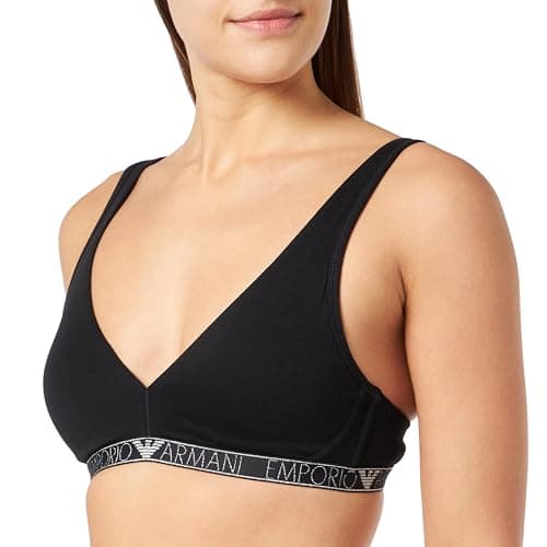 Image of Emporio Armani Women's Emporio Armani Women's Bralette With Removable and Essential Studs Logo Padded bra, Black, L UK