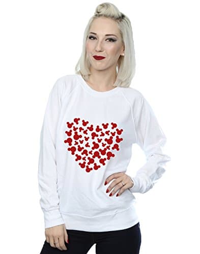 Image of Disney Women's Mickey Mouse Heart Silhouette Sweatshirt White X-Large