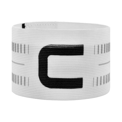Image of Mezeic Captain Armband, Unisex C Captain Armbands Soccer Adjustable Football Player Captain's Arm Bands Sport Team Training for Youth and Adult - White
