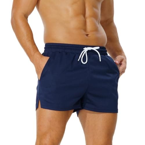 Image of AIMPACT Gym Shorts Men 3 Inch Quick Dry Sport Shorts for Men Breathable Mesh Athletic Workout Training Fitness Running Shorts (Navy-M)