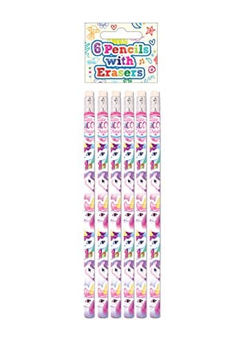 Image of Henbrandt Children’s Unicorn Pencils with Erasers Pack of 6 Kids Stationery Gift Birthday Xmas Party Favour Loot Bag Filler