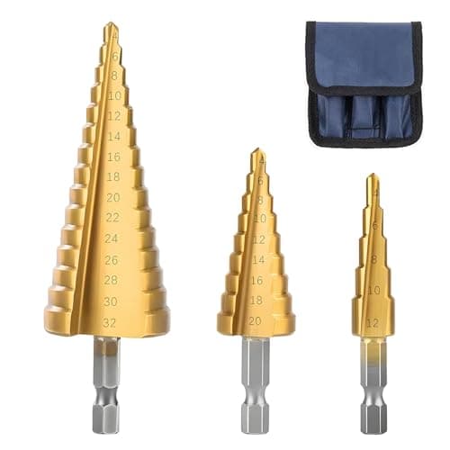 Image of xiluuyou 3PCS HSS Step Bits, HSS Spiral Step Drill Bit Sets, 4-12/4-20/4-32mm, Hole Cutter for Sheet Metal, Plastic, Steel Plate