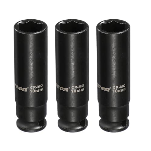 Image of sourcing map 3Pcs 6 Point Deep Impact Socket 1/4 Inch Drive 10mm Metric Standard Socket Cr-Mo Steel Spindle Axle Hex Nut Bolt Sockets for Auto Machine Repair