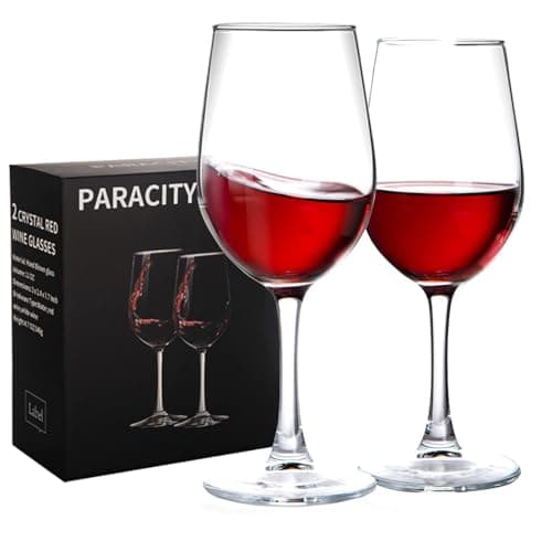 Image of ParaCity Wine Glasses, Clear Glass, Long Stem Wine Glass for Red and White Wine - 10 OZ (Set of 2)