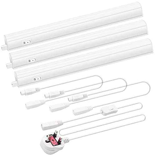 Image of ENUOTEK 3X 4W Under Cabinet Lights LED, Connectible Under Cupboard Lights 480Lm, Under Counter Lights Kitchen 313MM, with 50CM Connecting Wire, Neutral White 4000K Under Cupboard Lighting 3 Lamps