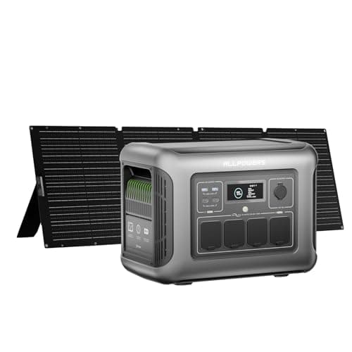 Image of ALLPOWERS R1500 LITE Portable Power Station with Solar Panel 200W SE200, 1056Wh LiFePO4 Battery, 1600W AC/100W USB-C Output Portable Power, Fast Charge Solar Generator for Outdoor Camping