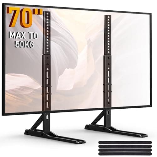 Image of Perlegear Universal TV Stand for 22-70 inch TVs, Table Top TV Legs with 3 Height Options, Replacement TV Stands Base, Modern TV Stand, Holds up to 50kg, Max VESA 800x600mm