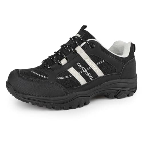 Image of Knixmax Women's Lightweight Walking Shoes Chunky Sneakers Summer Hiking Trainers Breathable Water-Resistant Non Slip Approach Shoes All Black 6UK-39EU