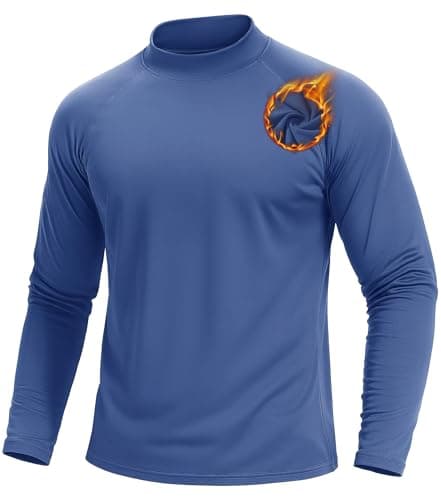 Image of TACVASEN Men's Thermal Sweater Warm Turtle Neck Top Long Sleeve T Shirts Fleece Winter Baselayer for Running Blue Gray,2XL