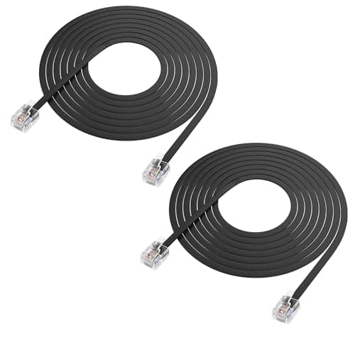 Image of XMSJSIY RJ12 6P6C Extension Cable Phone Cord Male to Male Straight Wired Pro Grade Data and Voice Telephone Line for Landline,Telephone,Modem,Fax and More - 3M/9.8FT 2 PCS