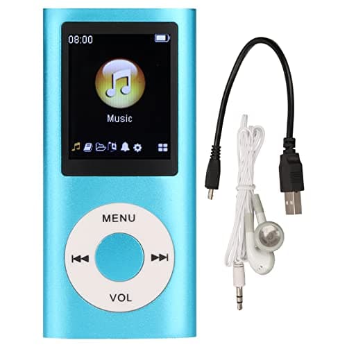 Image of 64GB MP3 Player with Bluetooth, Music Player with Built-in HD Speaker, 1.8 Inch LCD Screen, HiFi Sound, Earphones Included, for Students Running Walking(Blue)