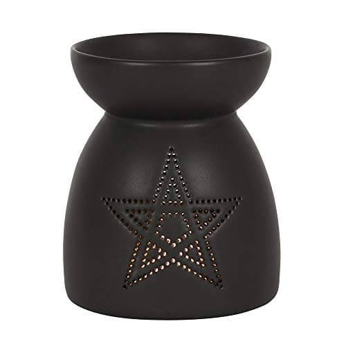Image of Enchanting Black Ceramic Pentagram Cut Out Oil Burner - 10.5cm x 9.2cm (1 Pc.) - Luxurious Design, Premium Material, Aromatherapy Accessory - Ideal for Home & Office Decor