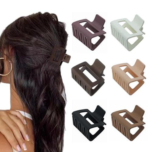 Image of 6 PCS Small Claw Clips, 2" Square Matte Hair Claw Clips for Thin/Medium Thick Hair, Strong Hold Hair Clips Nonslip Rectangle Hair Claws for Women Girls