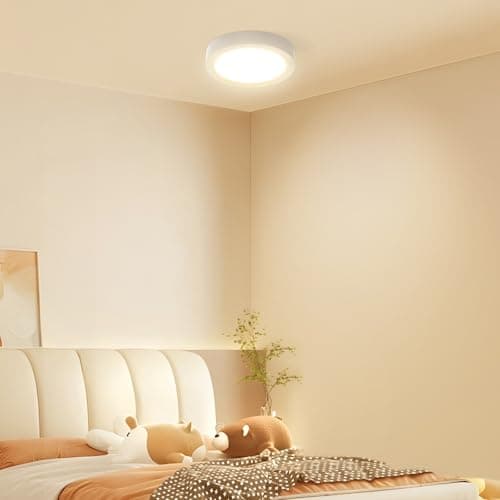 Image of slochi 12CM Mini Bathroom Light, 3000K/4000K/6500K 3 Color Temperature, Waterproof IP44, Small, Round, Modern, 8W 800LM Flush Ceiling Light for Bathroom, Kitchen, Bedroom, Hallway-White