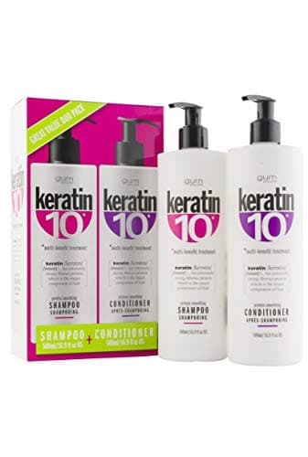 Image of KERATIN 10 DUO PACK Shampoo 500ml & Conditioner 500ml GREAT VALUE, salon quality, keratin-rich formulas, 10 GREAT BENEFITS