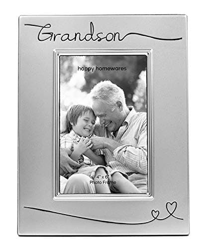 Image of Haysom Interiors Two Tone Silver Plated Grandson 4 x 6 Photo Frame