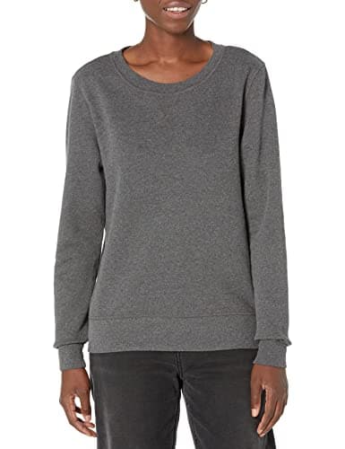 Image of Amazon Essentials Women's Fleece Crewneck Pullover Sweatshirt (Available in Plus Size), Charcoal Heather, M