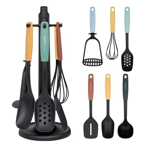 Image of Blackmoor Kitchen Utensil Set 6-Piece with Rotating Stand/Heat-Resistant Nylon/Scratch-Free/Dishwasher Safe/Cooking Tools for All Pan Types 68609