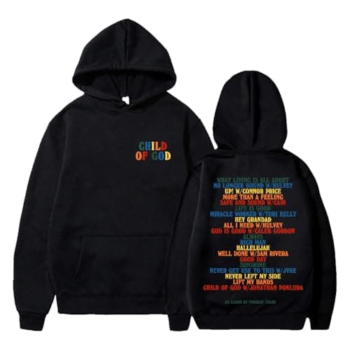 Image of PHARCOYOU Forrest Frank Merch Album Tracklist Hoodie Long Sleeve Streetwear Women Men Hooded Sweatshirts (M,Black)