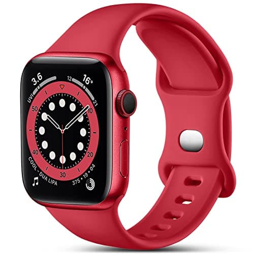 Image of CeMiKa Compatible with Apple Watch Strap 41mm 42mm 40mm 38mm, Silicone Sport Band Replacement Straps Compatible with Apple Watch Series 11 10 9 8 7 6 5 4 3 2 1 SE SE3, Women Men, Red