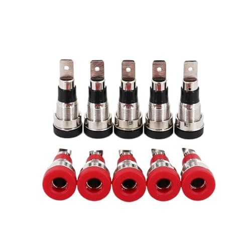 Image of 10Pcs Brass 4mm Banana Female Jack Panel Mount Test Socket Connector For Non-Shrouded Plugs(Red x 5 Black x 5)