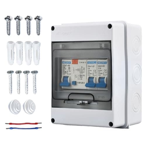 Image of PRITOK Consumer Unit Circuit Breaker: 2Ways IP65 Waterproof ABS Anti-Leakage Fuse Box, High-Durability IP65 Protective Enclosure, Garage Distribution Box, for Outdoor and Indoor Use (110x150x90mm)