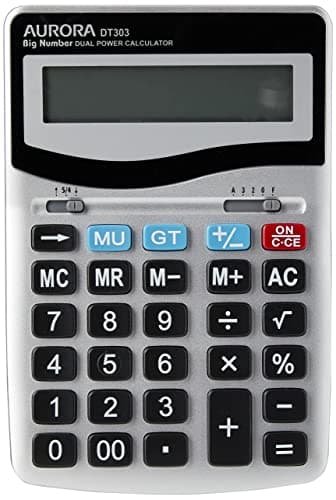 Image of Aurora DT303 Desktop Calculator with Large Display and Keys,Silver