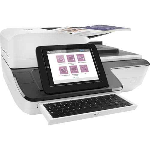 Image of HP ScanJet Enterprise Flow N9120 fn2 – Flat Surface Document Scanner (8" Touchscreen, 120 ppm/240 ipm, 200 Sheets 75 g/m², Ethernet 10/100/1000, USB), White