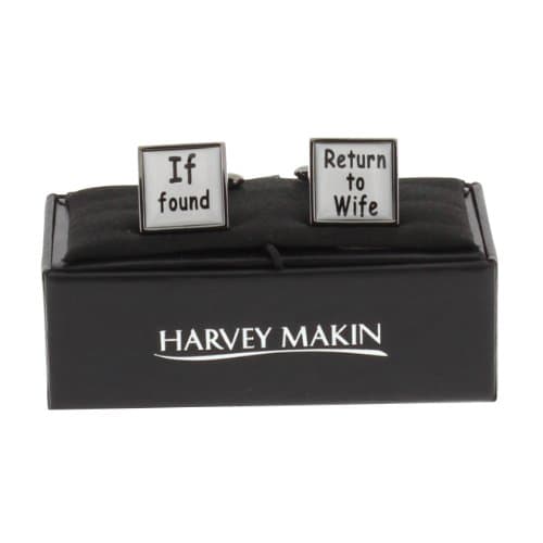 Image of Harvey Makin 'If Found Return To Wife' Cufflinks Swivel Link Men Husband Gift