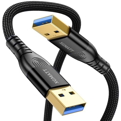 Image of USB 3.0 Cable 2M,5Gbps High Speed Transfer USB Type A Male to Male Lead USB 3.0 A to A Data Cable Braided Compatible with Blu-ray, Printer, Camera, External Hard Drive, Consoles, Fan Cooler,Black