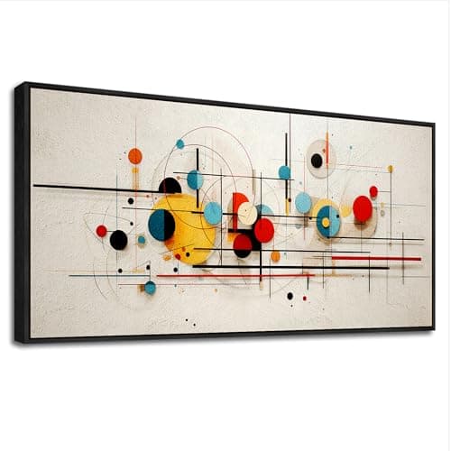 Image of MHARTK66 Black Framed Canvas Wall Art for Living Room Large, 20"x40" Lines Dots Abstract Bedroom Decor Aesthetic, Pictures Prints Wall Decorations for Office Bathroom Hallway Dining Room