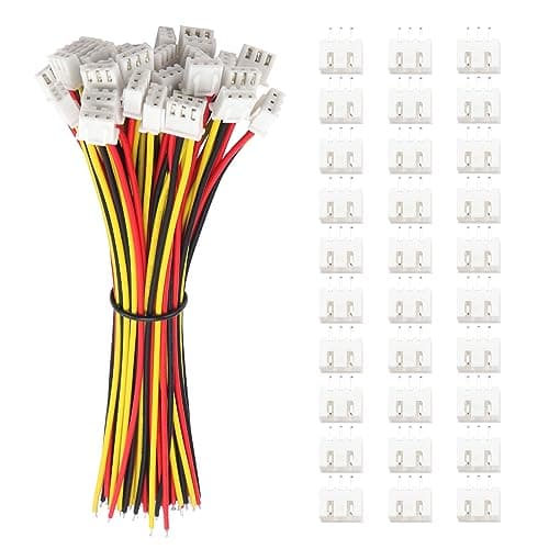 Image of Lyeteung 30 Sets 2.54mm JST-XH Connector, Mini Micro JST XH 3 Pin Connector Plug Male with 150mm 22AWG Cable & Female Connector