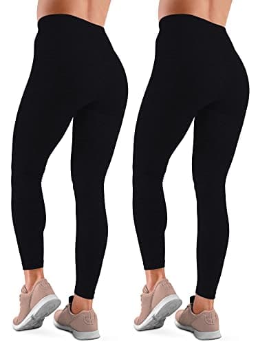 Image of Love My Fashions® Pack of 2 Women's Fleece Seamless High Waisted Leggings for Workout, Running, Tummy Control Buttery Soft Gym Yoga Stretchy Thick Pants Black