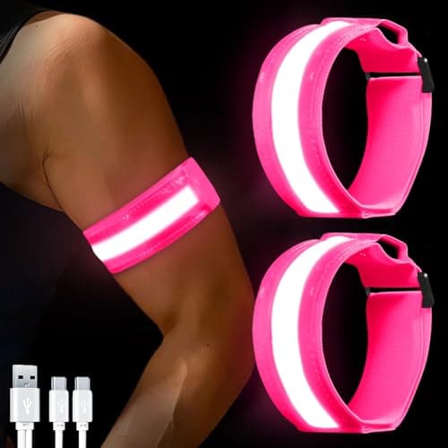 Image of flintronic 2 Pack LED Armband for Running, Light Up Armband Rechargeable, High Visibility Reflective LED Luminous Armbands Magic Strap for Running, Cycling, Jogging