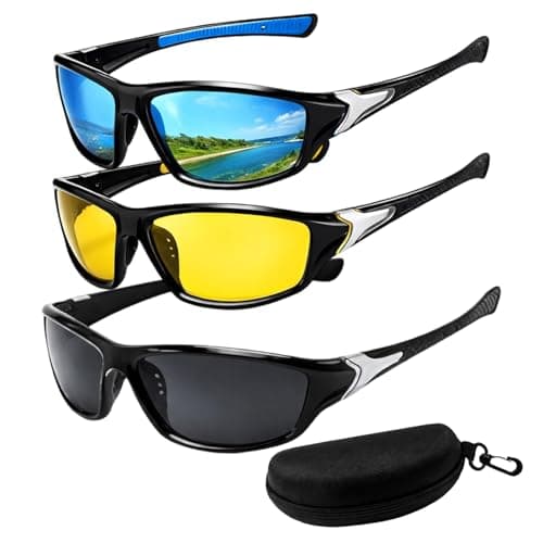 Image of GYTFOG 3 Pack Polarized Cycling Glasses, Polarised Running Sunglasses for Men and Women, Sports Polarised Sunglasses, Ideal for Running, Hiking, Fishing, Biking, Surfing