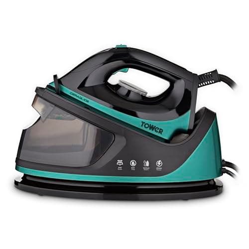 Image of Tower Steam Generator Iron 2700W, High Pressure Steam for Faster Ironing, Digital Display Control, 1.2L Tank for Longer Use, Rapid Heat-Up, Ceramic Soleplate, Teal (T22023TL)