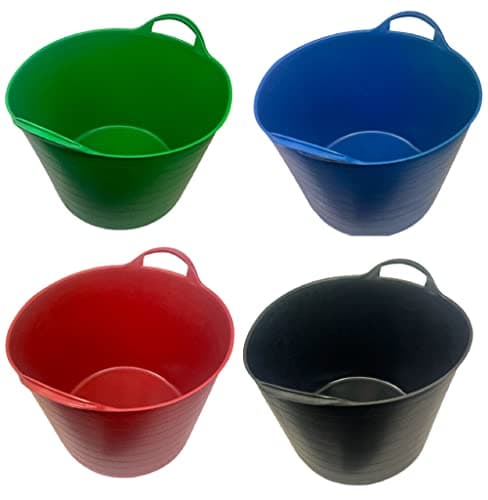 Image of 3 x 42 Litre Flexi Tub Storage Container Bucket Garden Laundry Durable Colours Set of Three Mixed Assorted Colours Randomly Picked