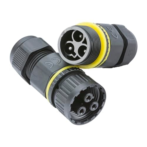 Image of Knightsbridge JB0011 Weatherproof IP68 (@2bar) Plug and Socket Inline Cable Connector, 3-Pole, rated to 16 A,Black