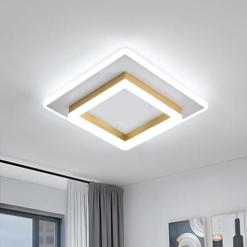 Image of DELIPOP LED Ceiling Light, 30W 3375LM Modern Ceiling Lamp, Square Gold Ceiling Lights Fixture for Bedroom Hallway Office Kitchen Living Room, Cold White 6500K