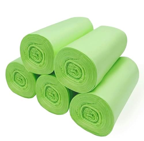 Image of KeenKiD Small Biodegradable Bin Bags 6L, Heavy Duty Food Waste Bags Compostable Caddy Liners, Recycling Clear Green Garbage Trash Bags, 120 Counts 1.2 Gallon