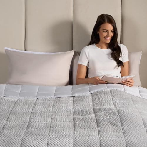 Image of OHS Adult Weighted Blanket 8kg, Waffle Fleece Heavy Blanket Weighted for Adults Throw Winter Blanket Sleep Therapy Anxiety Relief - Natural, 150 x 200cm