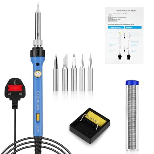 Image of flintronic Soldering Iron Kit, 60W Adjustable Temperature 200-480℃ Welding Tools, 8 in 1 Portable Soldering Iron with 5 Solder Tips, 10g Solder Wire, Stand, Soldering Set for Welding/Repair/DIY