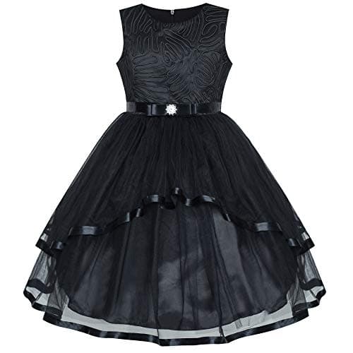 Image of Sunny Fashion Flower Girl Dress Black Wedding Party Bridesmaid Dress Age 12 Years