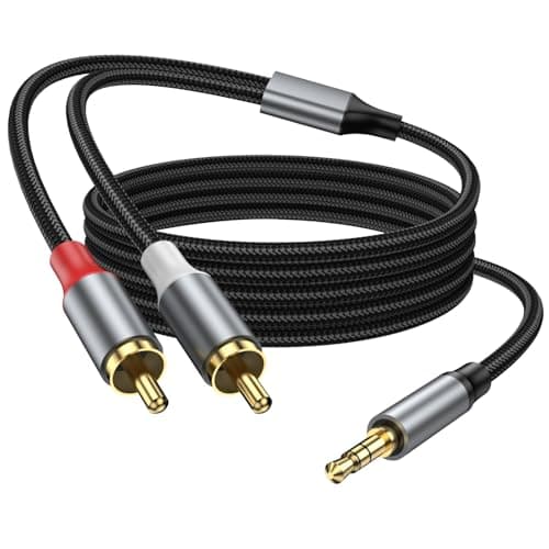 Image of KAYQINHO RCA to 3.5mm Cable 1M, 3.5mm Male to 2RCA Male Stereo Y Splitter HiFi Sound Audio Cord Connects a Smartphone, Tablet, HDTV.