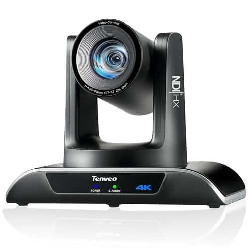 Image of Tenveo 4K NDI PTZ Camera, 20X Optical Zoom, AI Auto Tracking, LAN/USB3.0/HDMI PoE PTZ Camera IP Live Streaming for Church Services Worship Video Conference Live Events Youtube OBS